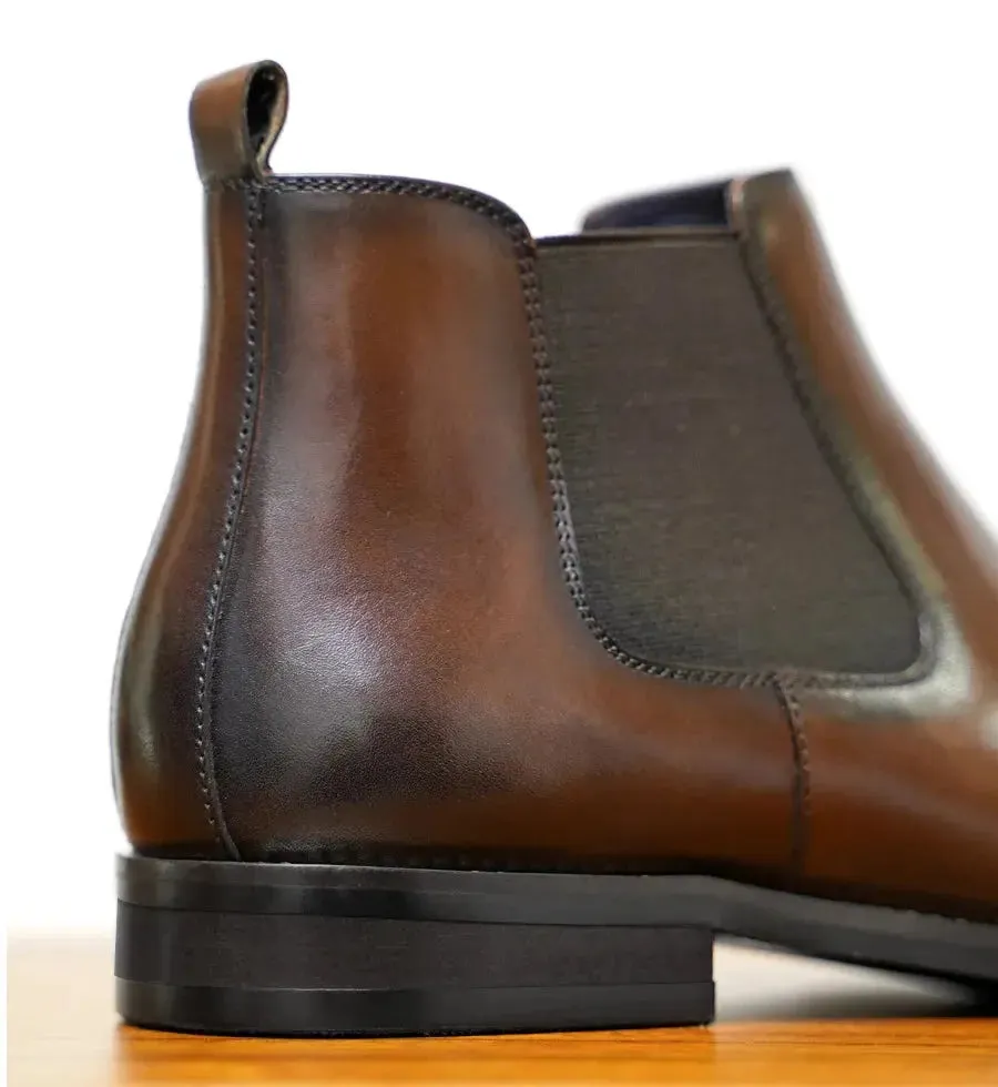 2025 Chelsea Boots for Men Patent Leather Black Buckle Ankle Round Toe Business