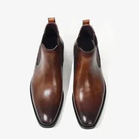2025 Chelsea Boots for Men Patent Leather Black Buckle Ankle Round Toe Business