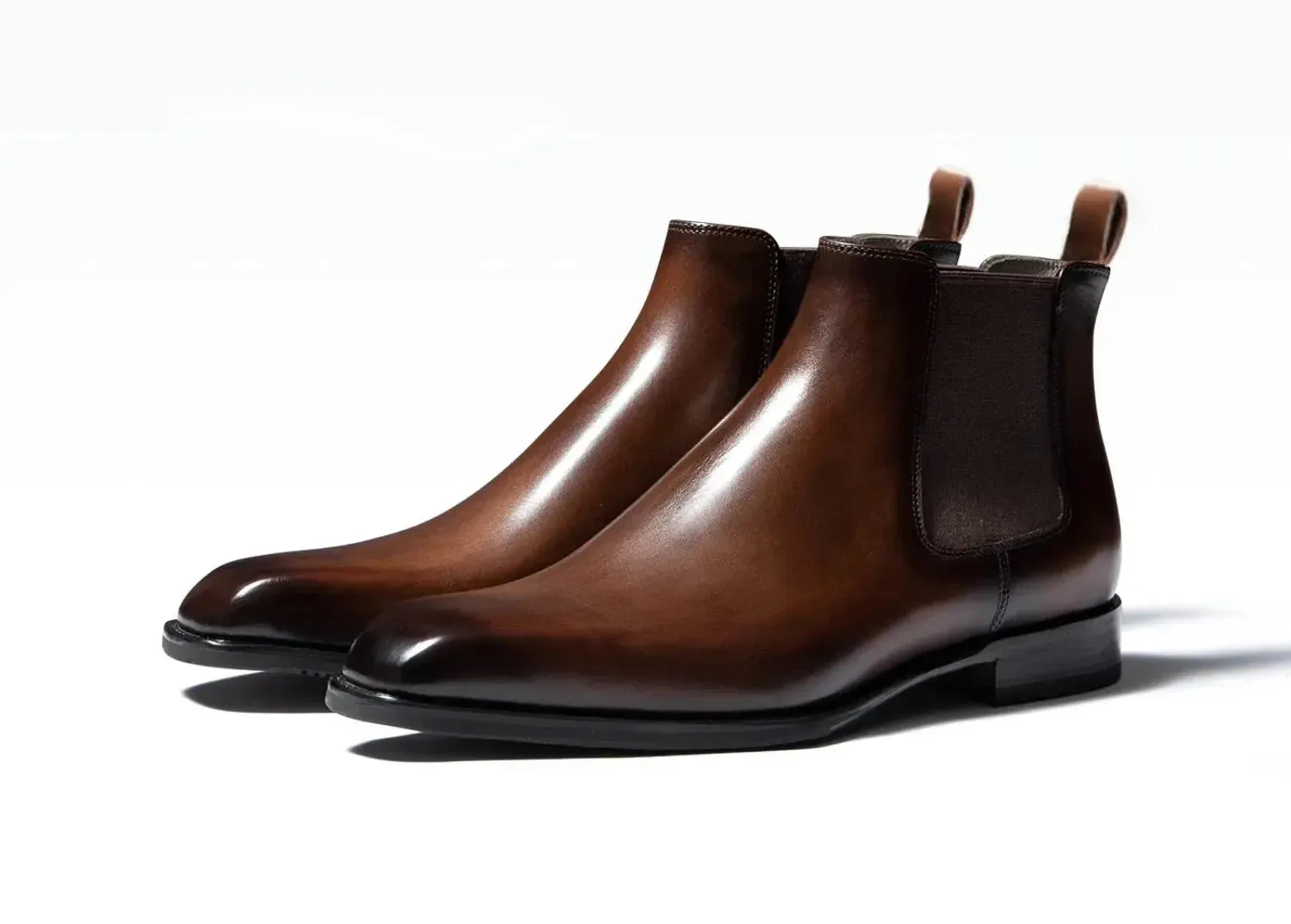 2025 Chelsea Boots for Men Patent Leather Black Buckle Ankle Round Toe Business
