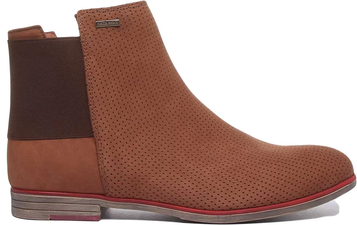 5900 Leather Ankle Boot With Elastic Back In Brown