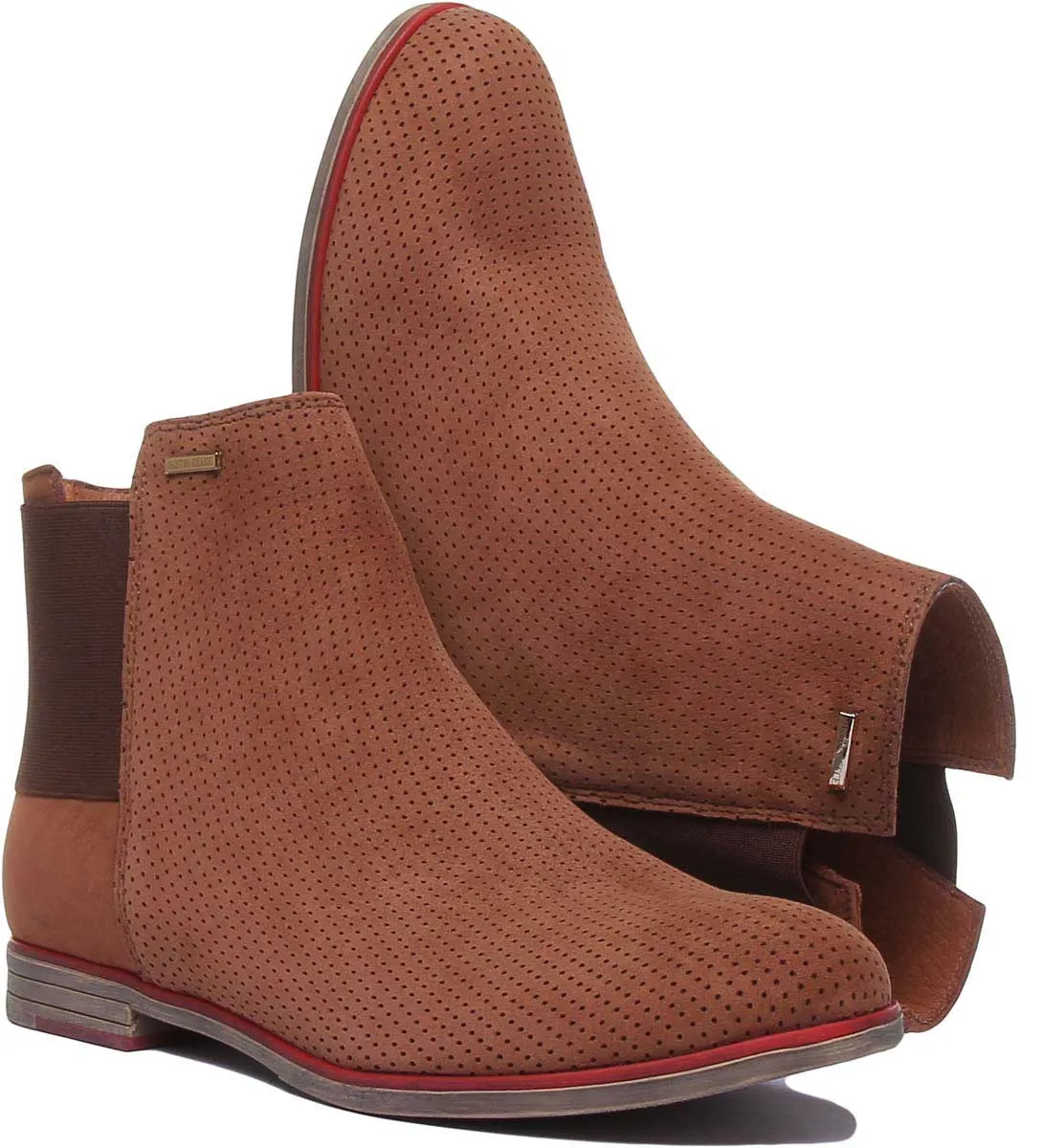 5900 Leather Ankle Boot With Elastic Back In Brown