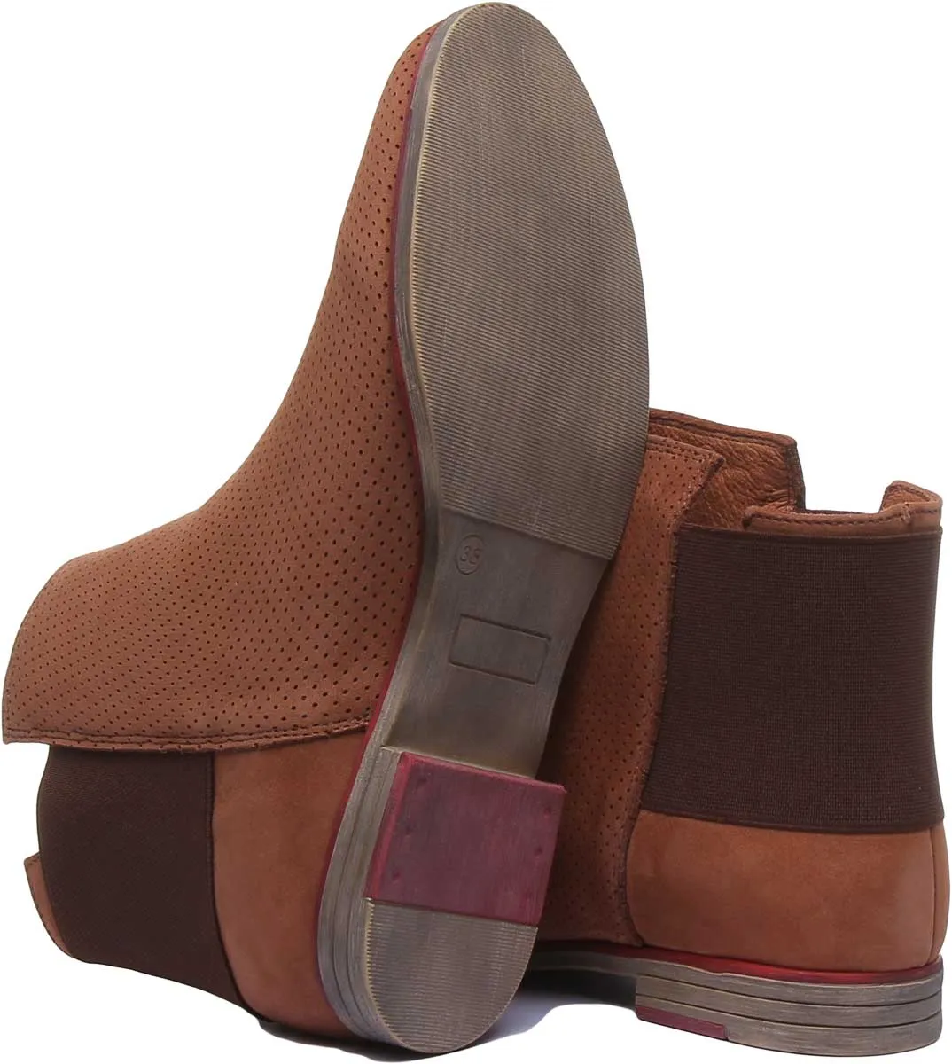 5900 Leather Ankle Boot With Elastic Back In Brown