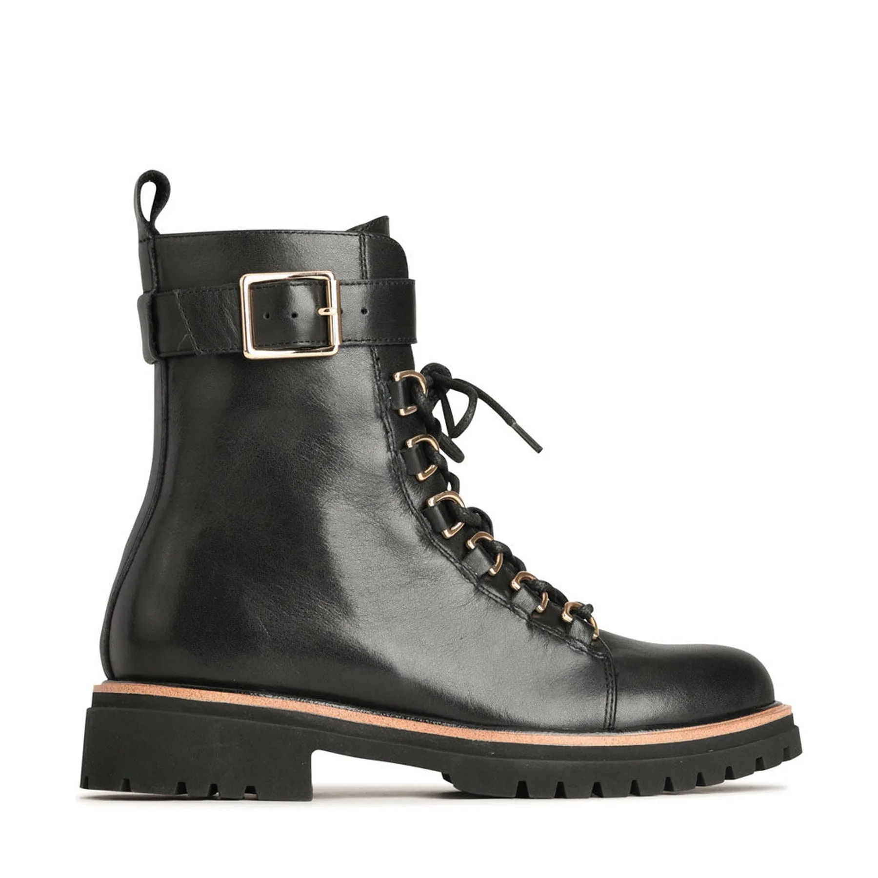 ABIRA LEATHER LACE-UP COMBAT BOOTS