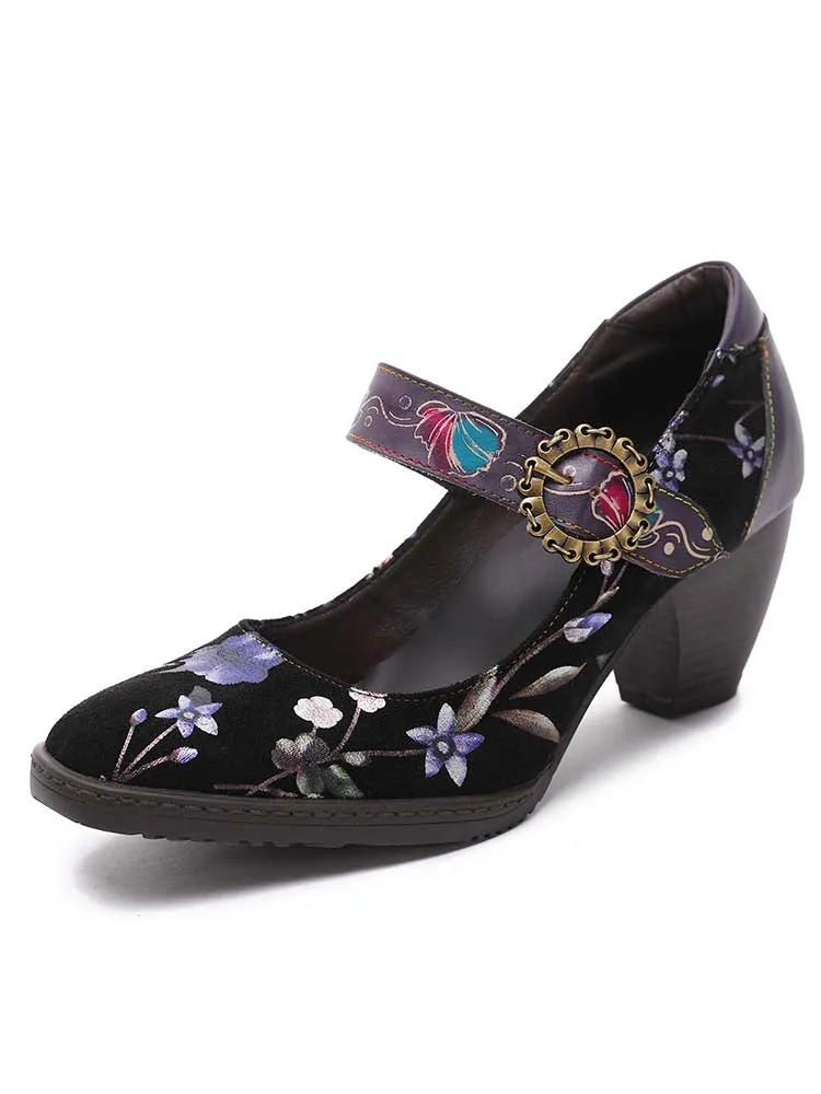 Alisson Handmade Floral Leather Shoes