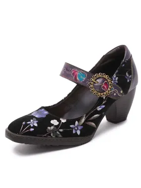 Alisson Handmade Floral Leather Shoes