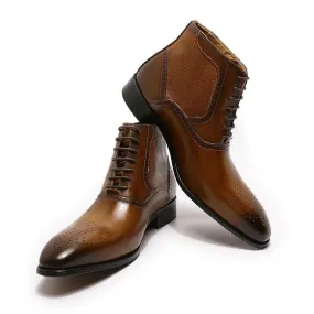 Alpha Casual Leather Slip On Boots