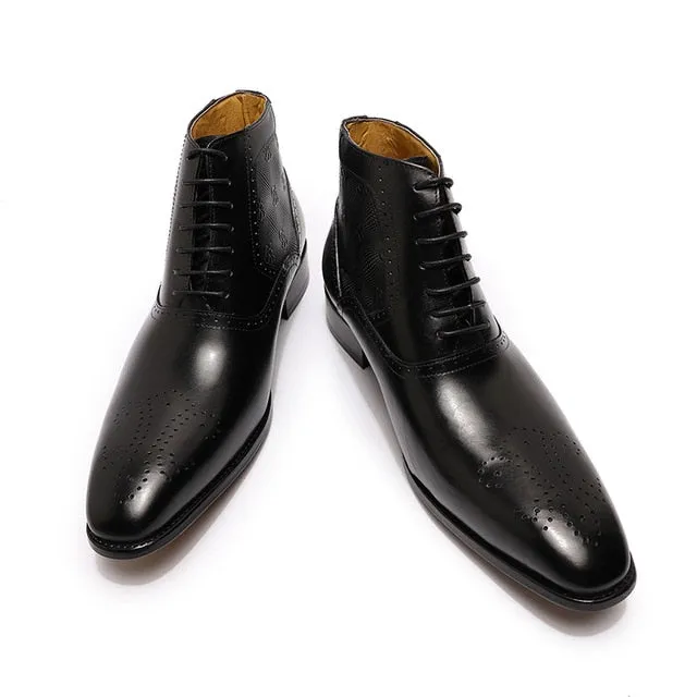 Alpha Casual Leather Slip On Boots