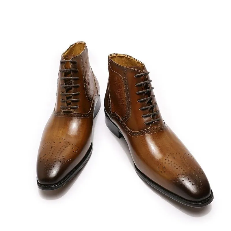 Alpha Casual Leather Slip On Boots