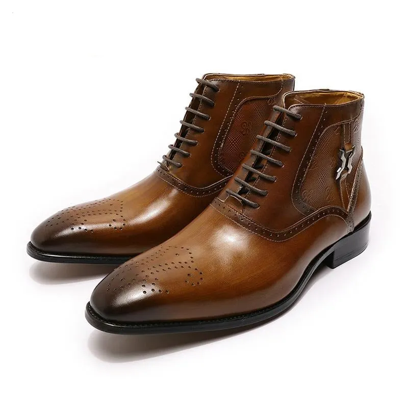 Alpha Casual Leather Slip On Boots