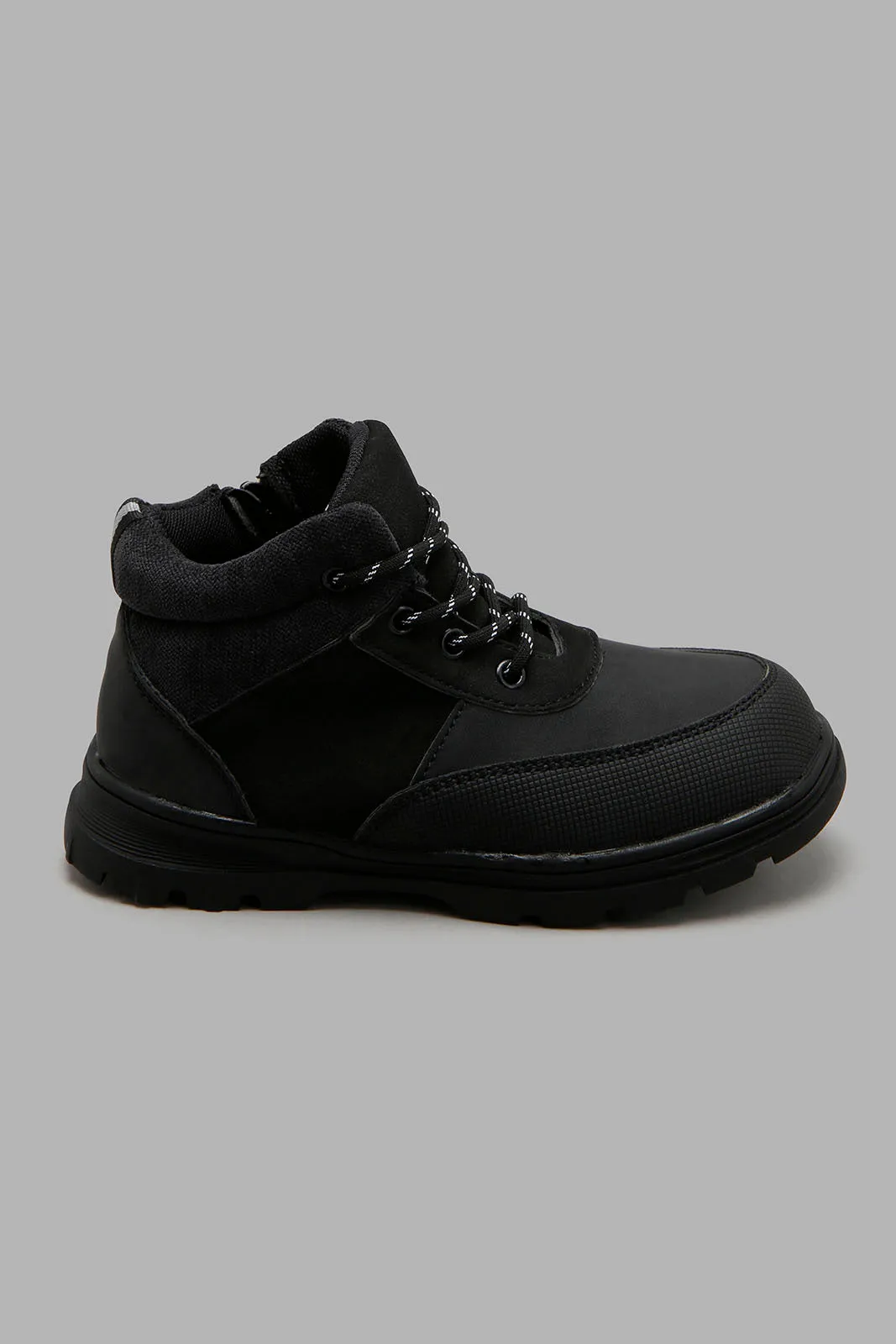 Black Lace-Up Utility Boots
