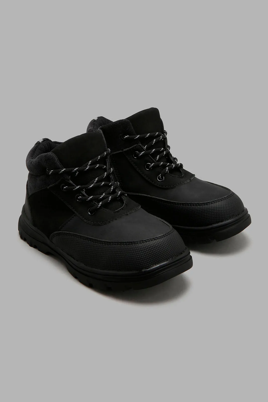 Black Lace-Up Utility Boots