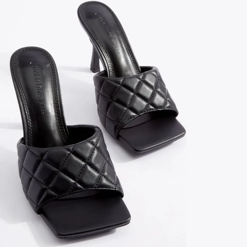 Black Square Toe Heels