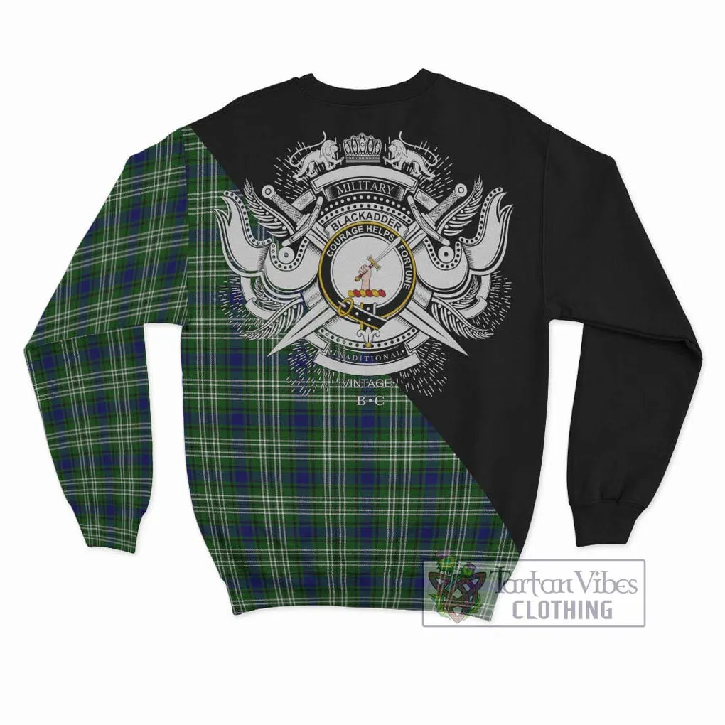 Blackadder Tartan Sweatshirt with Family Crest and Military Logo Style