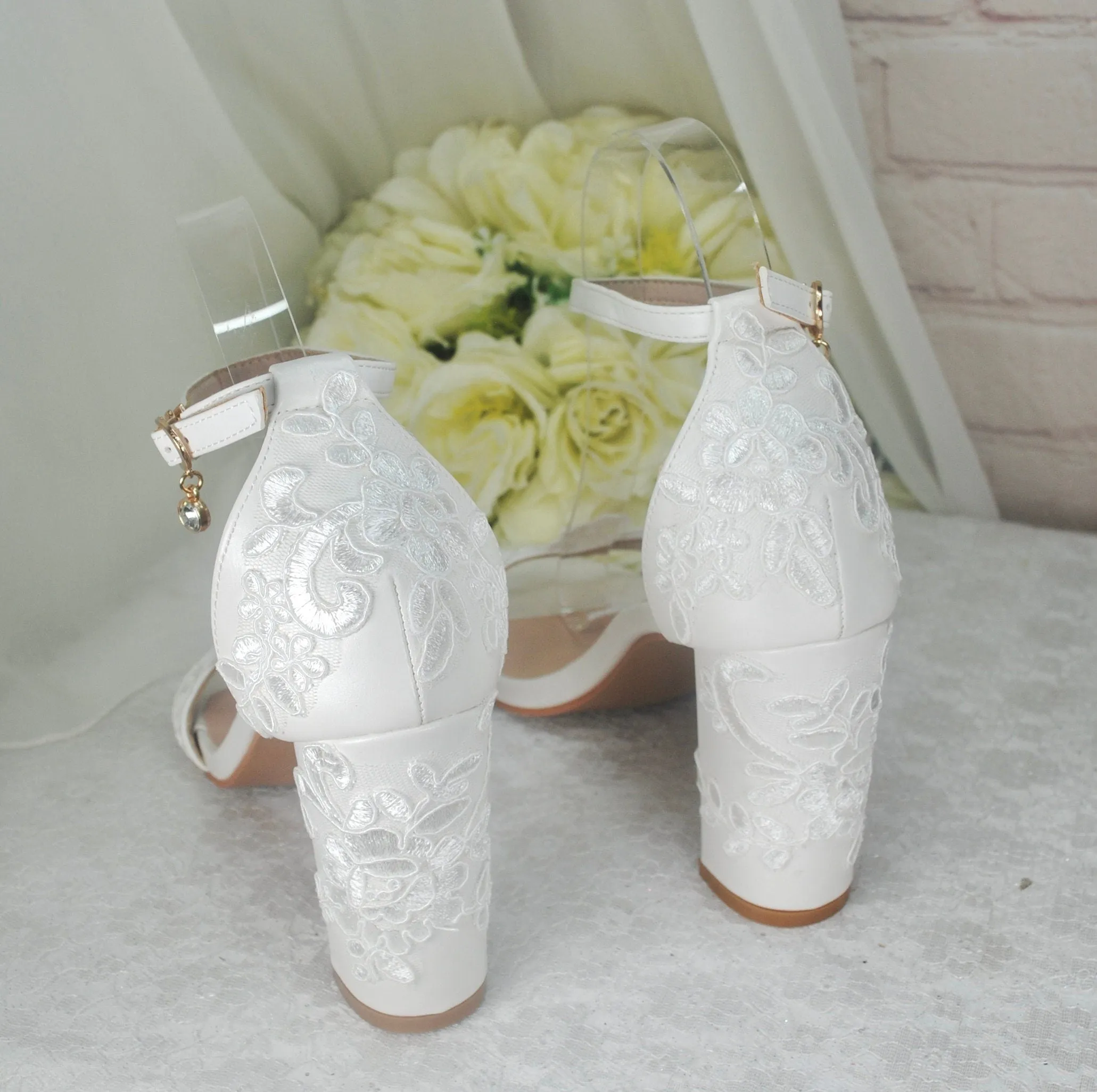 Block Heel Sandals with Lace Details UK6/US8.5