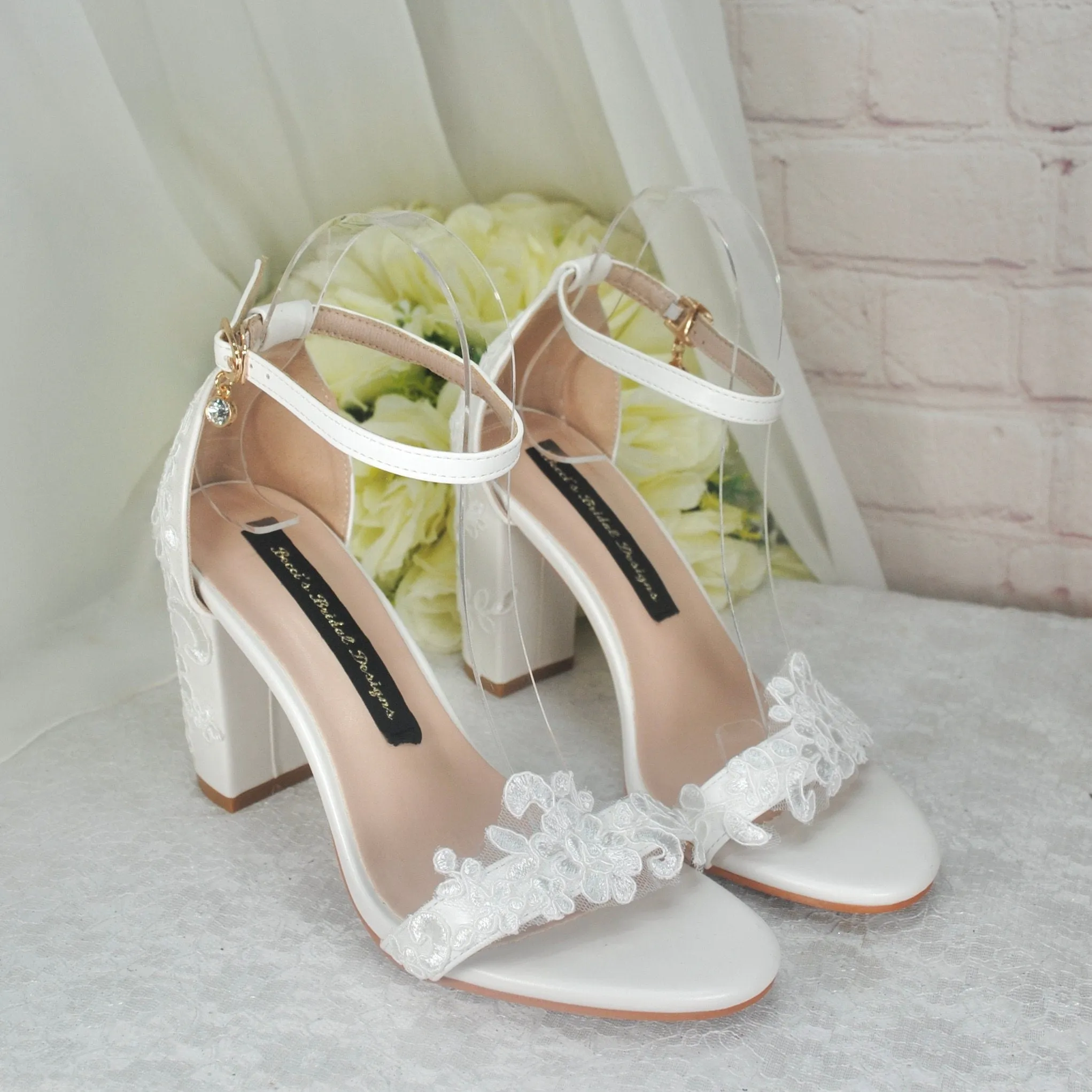 Block Heel Sandals with Lace Details UK6/US8.5