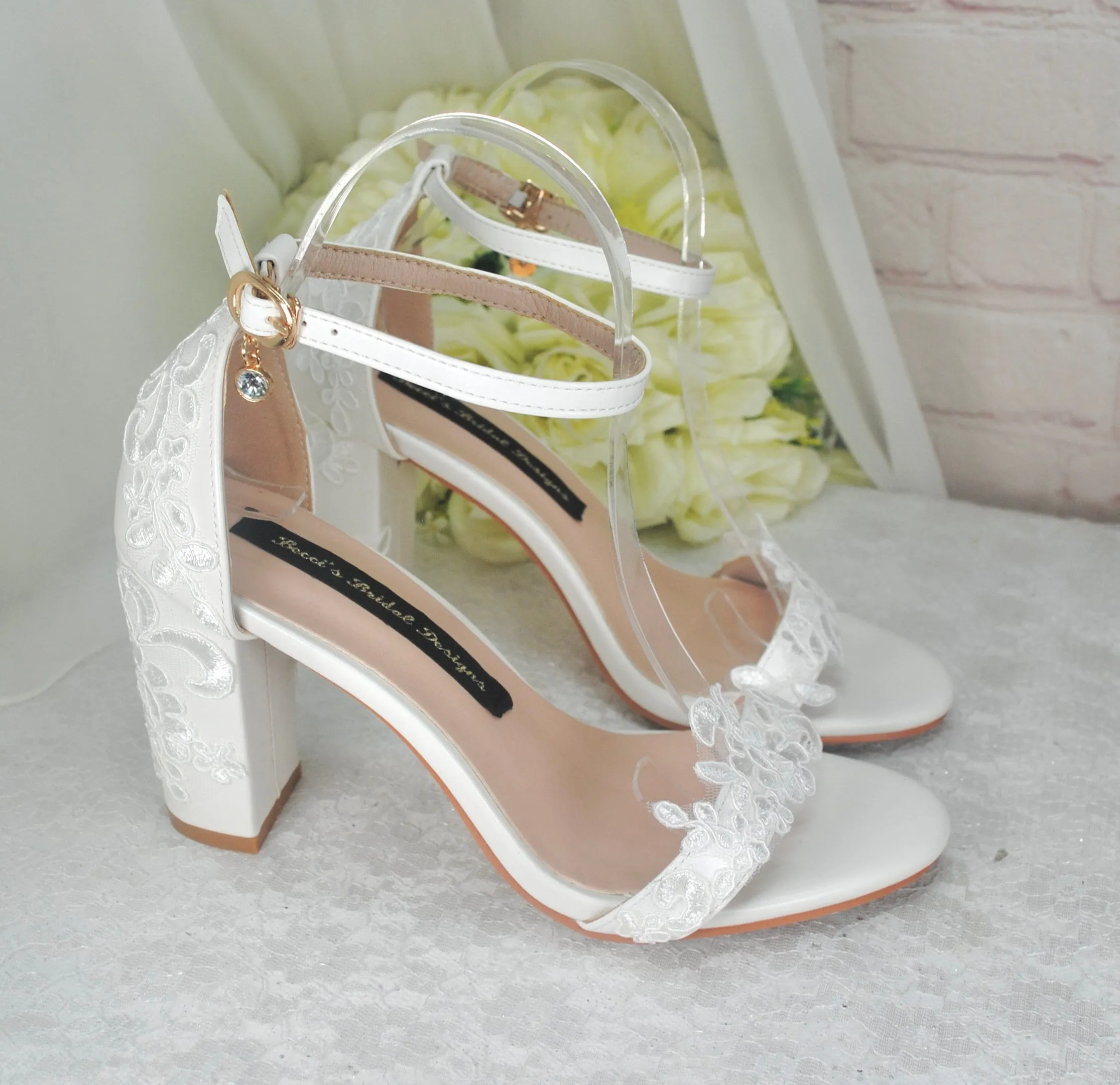 Block Heel Sandals with Lace Details UK6/US8.5
