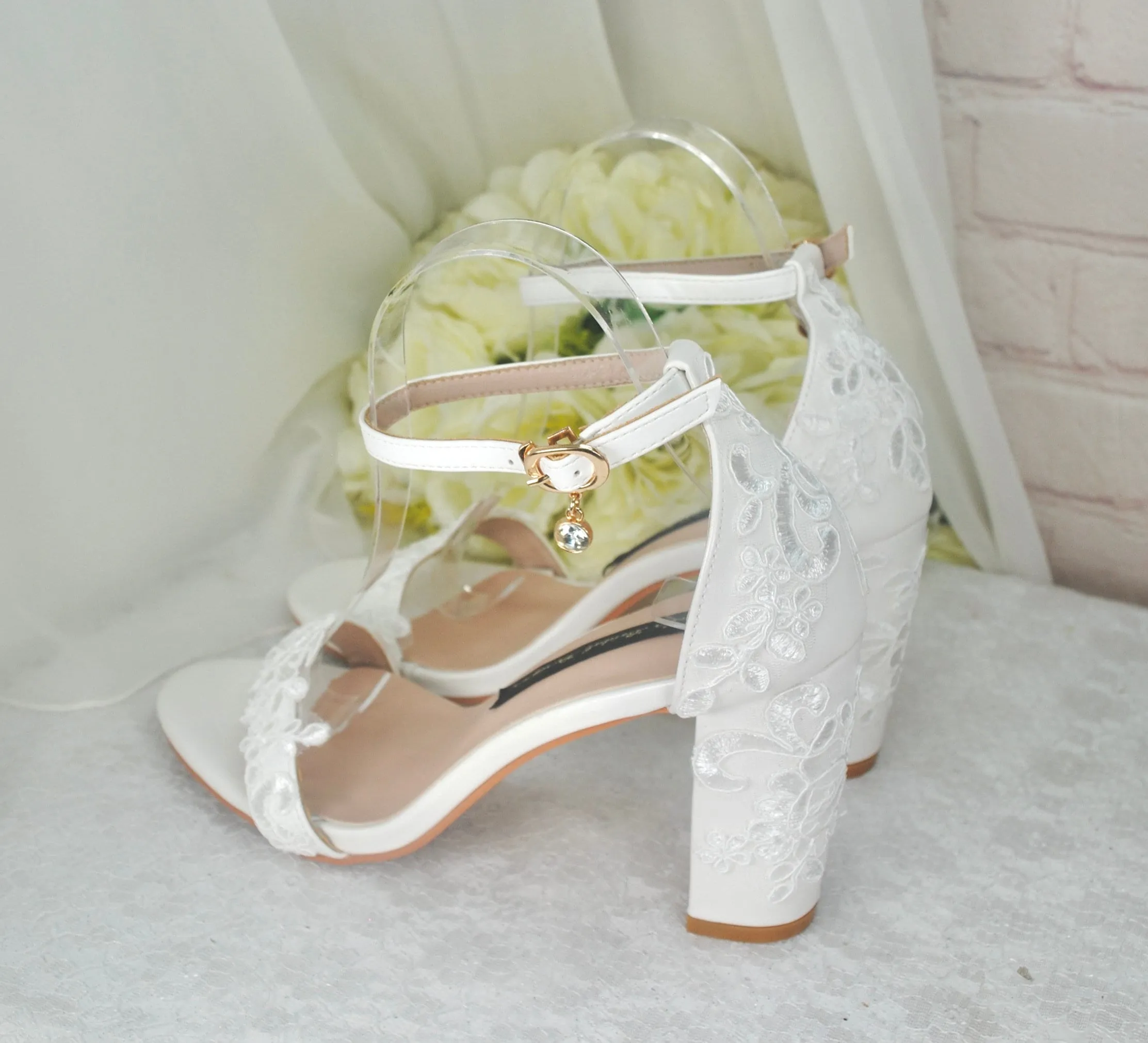 Block Heel Sandals with Lace Details UK6/US8.5