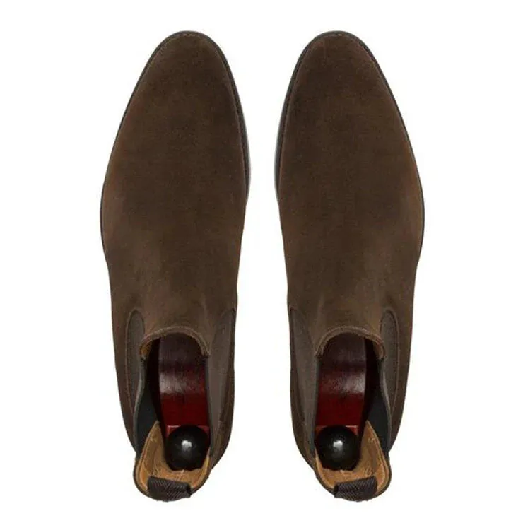 BROWN SUEDE FENLAND SLIP ON CHELSEA BOOTS