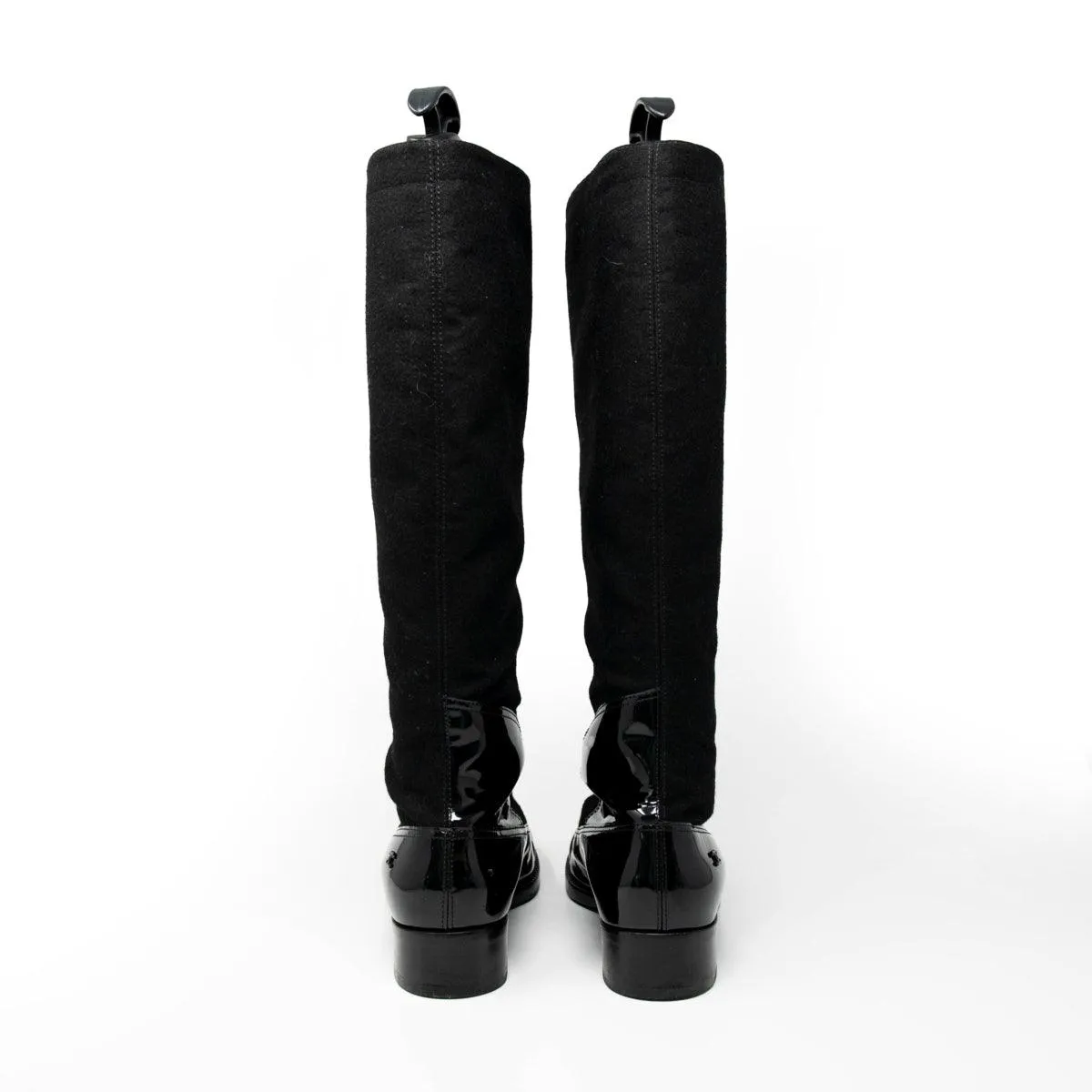 Chanel Black Lace-Up Knee Boots 37