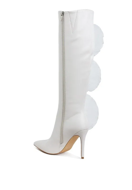 Chinkara Sheer Big Rose Detail Long 4" High Heel Boots