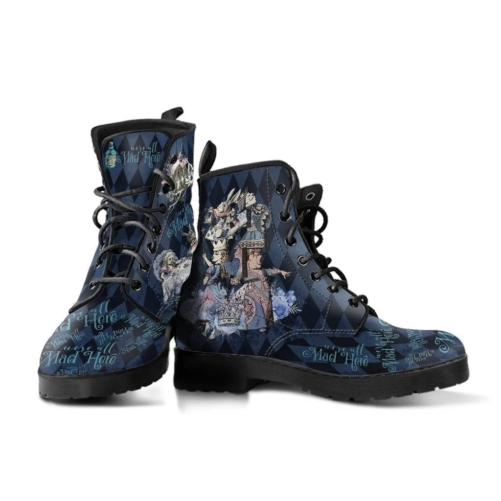 Combat Boots - Alice in Wonderland Gifts #102 Blue Series | Birthday Gifts, Gift Idea, Women's Boots, Custom Shoes