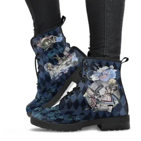 Combat Boots - Alice in Wonderland Gifts #102 Blue Series | Birthday Gifts, Gift Idea, Women's Boots, Custom Shoes