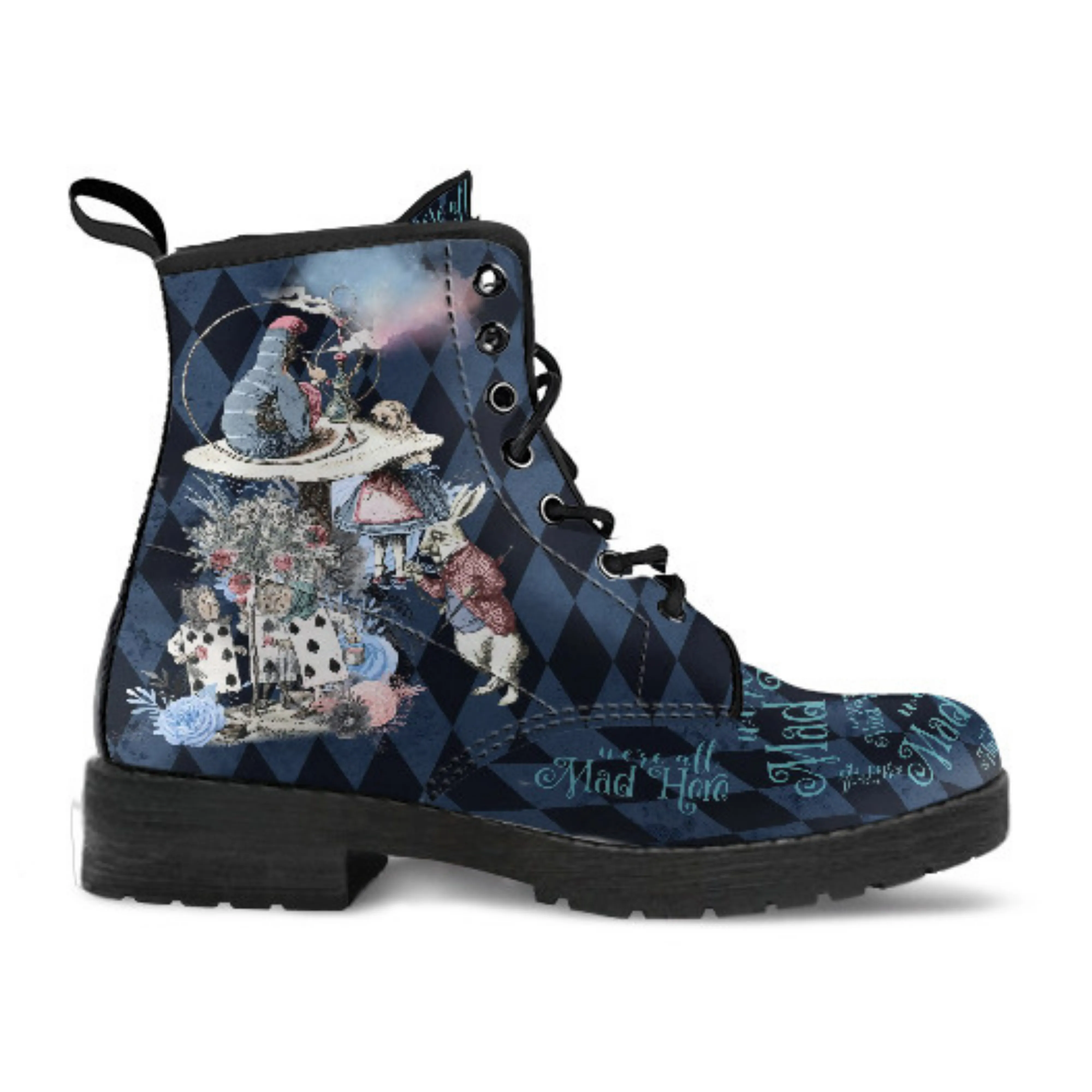 Combat Boots - Alice in Wonderland Gifts #102 Blue Series | Birthday Gifts, Gift Idea, Women's Boots, Custom Shoes