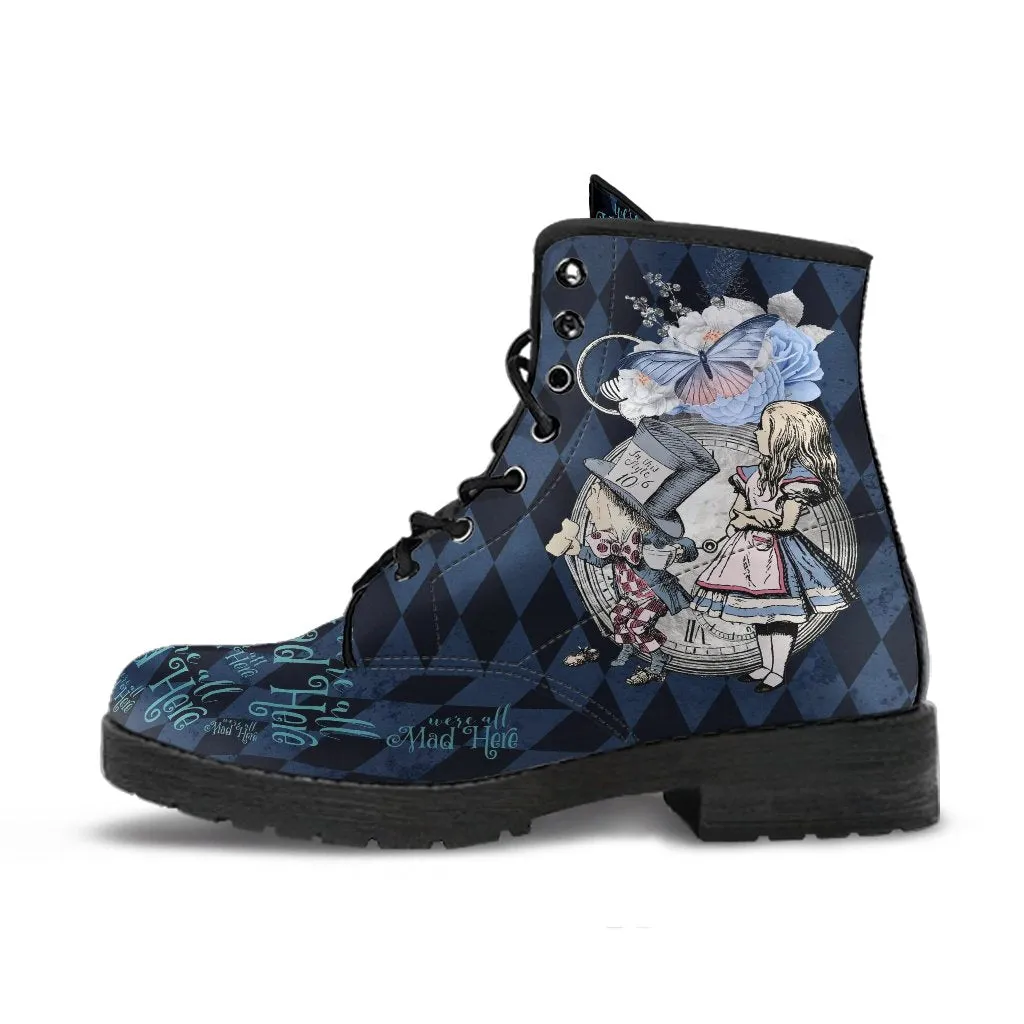 Combat Boots - Alice in Wonderland Gifts #102 Blue Series | Birthday Gifts, Gift Idea, Women's Boots, Custom Shoes