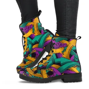 Combat Boots - Graffiti Fashion #11 | Vegan Leather Lace Up Boots Women, Women's Boots, Men's Boots 9.5, Custom Shoes, 90s Boots, 2000s Boots