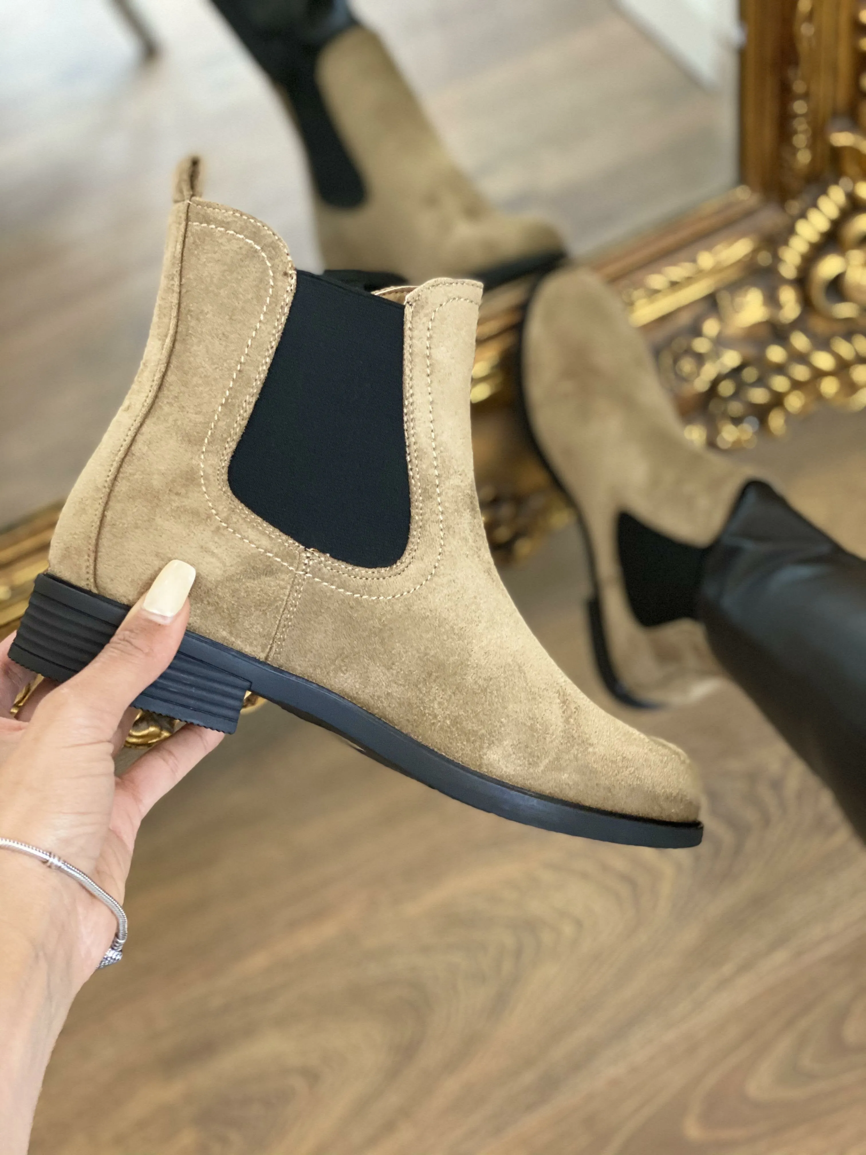 Daisey Faux Suede Slip On Chelsea Boots