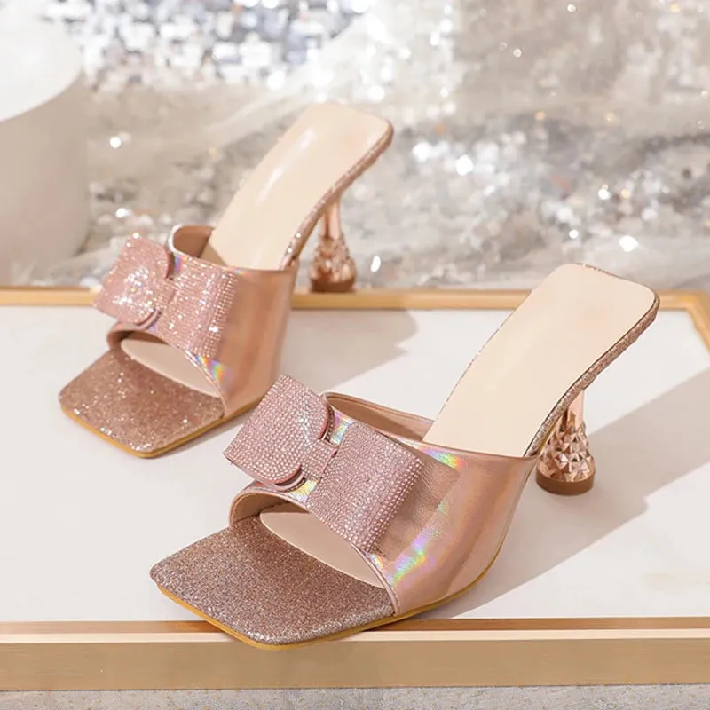 Diamante glitter quirky Low Thin Heels