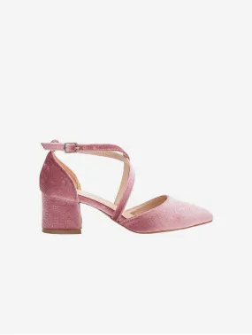 Dolly Vegan Velvet Block Heels | Rose