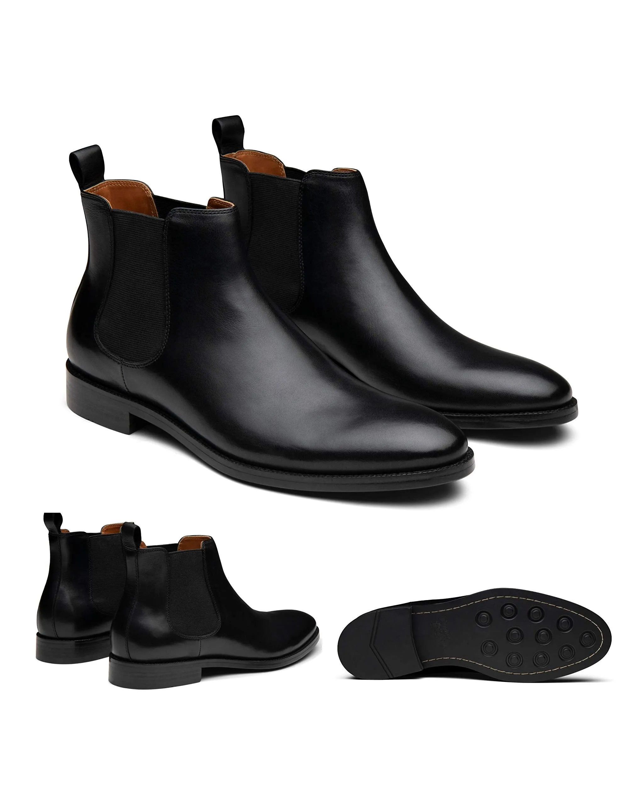 Dunross & Sons Black Leather Chelsea Boots for Men