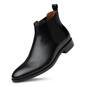 Dunross & Sons Black Leather Chelsea Boots for Men