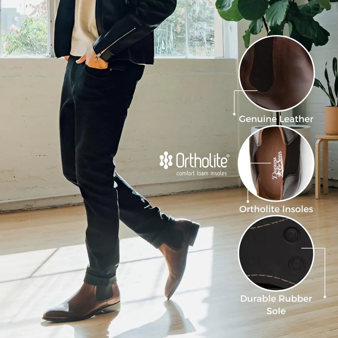 Dunross & Sons Black Leather Chelsea Boots for Men