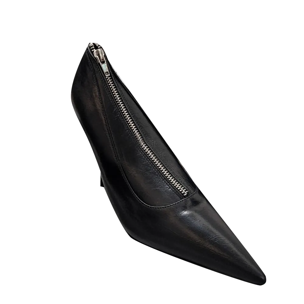 GAHEL Zip Stiletto High Heel Pumps