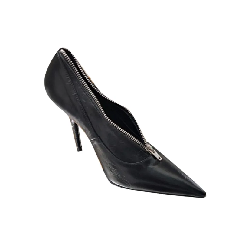 GAHEL Zip Stiletto High Heel Pumps
