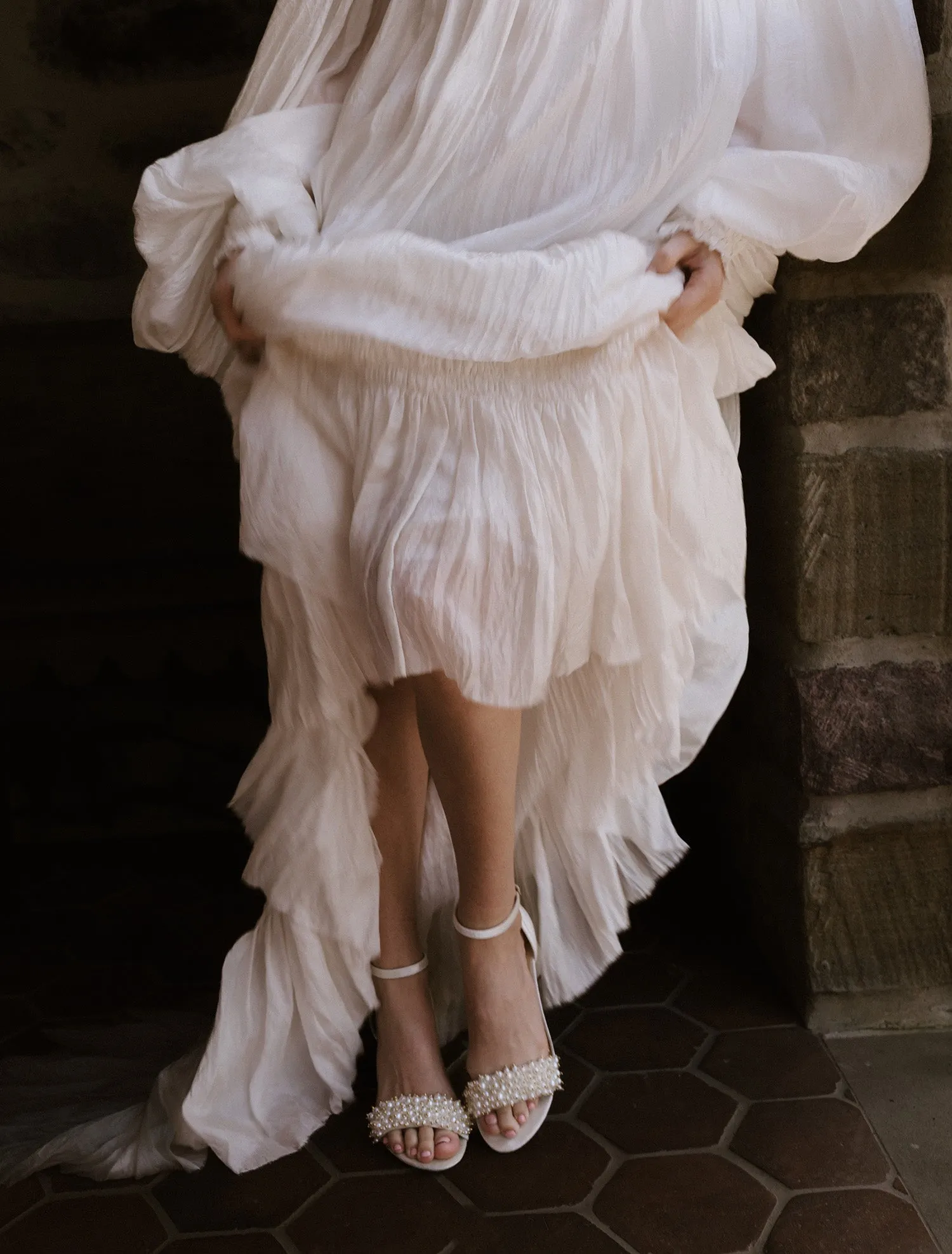 GLORIOUS - IVORY PEARL VELVET BRIDAL SHOES - FINAL SALE