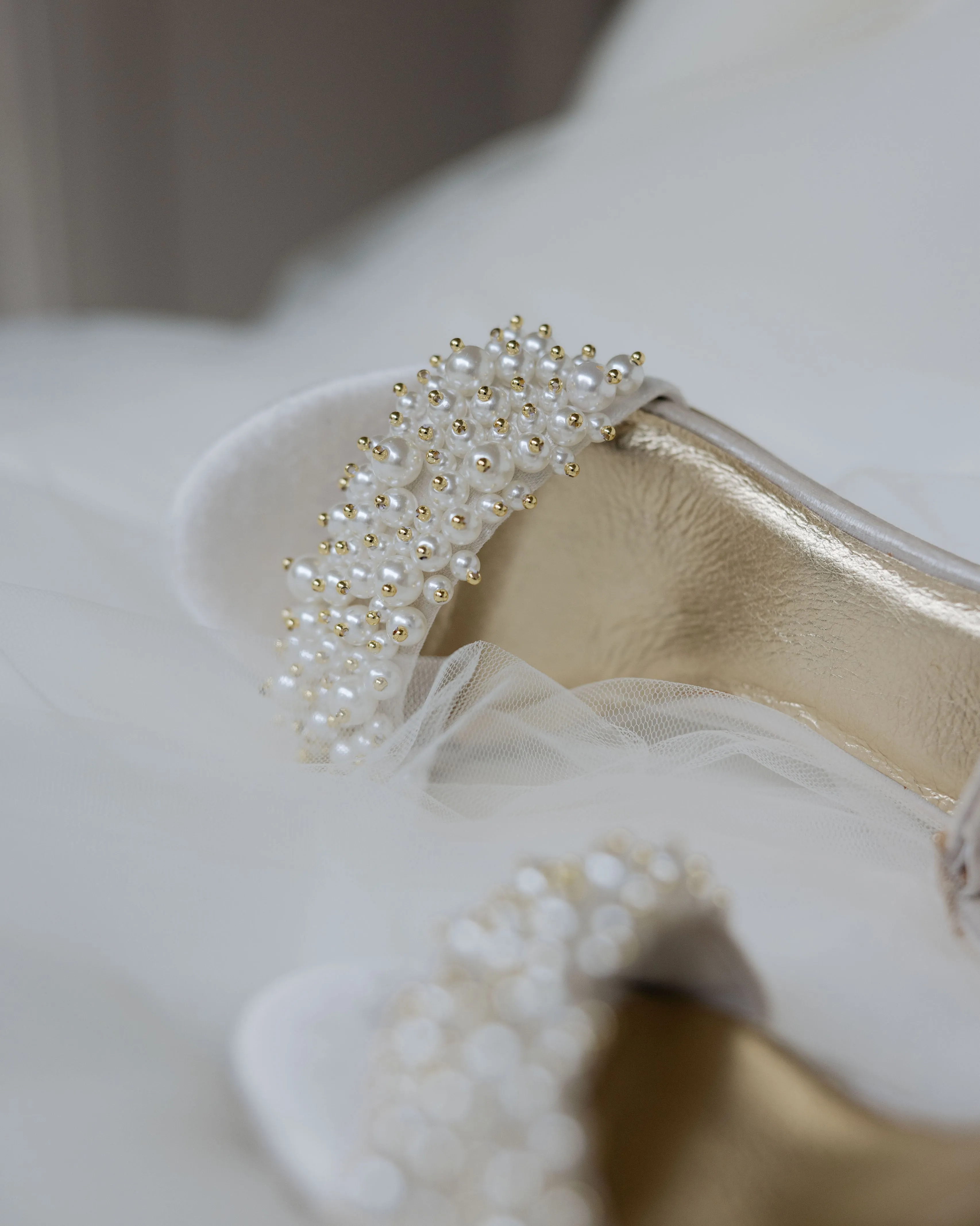 GLORIOUS - IVORY PEARL VELVET BRIDAL SHOES - FINAL SALE