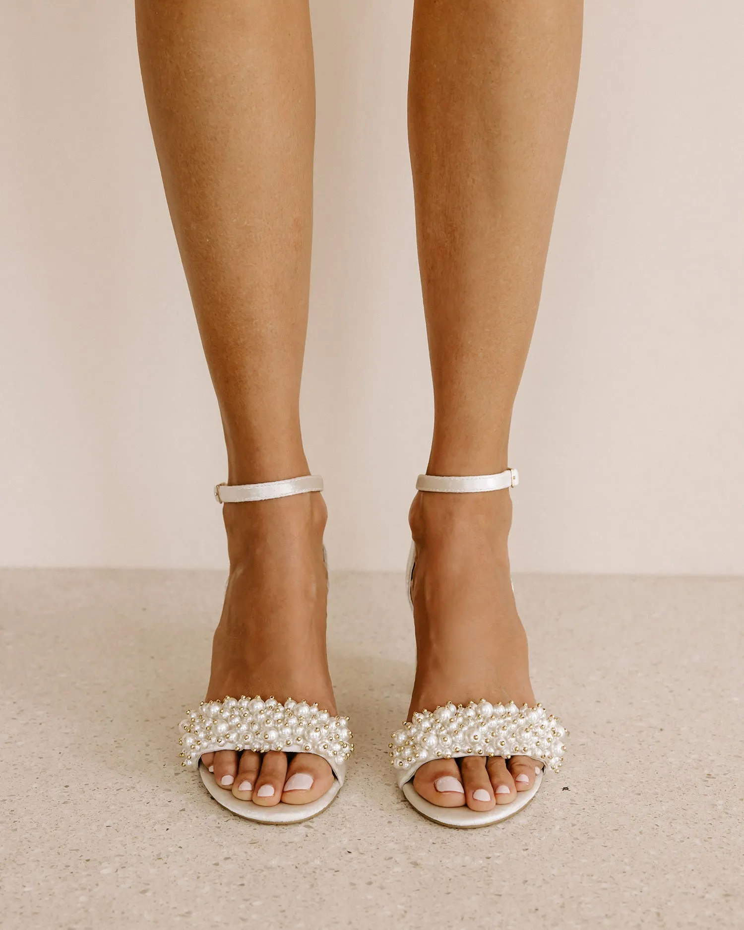 GLORIOUS - IVORY PEARL VELVET BRIDAL SHOES - FINAL SALE
