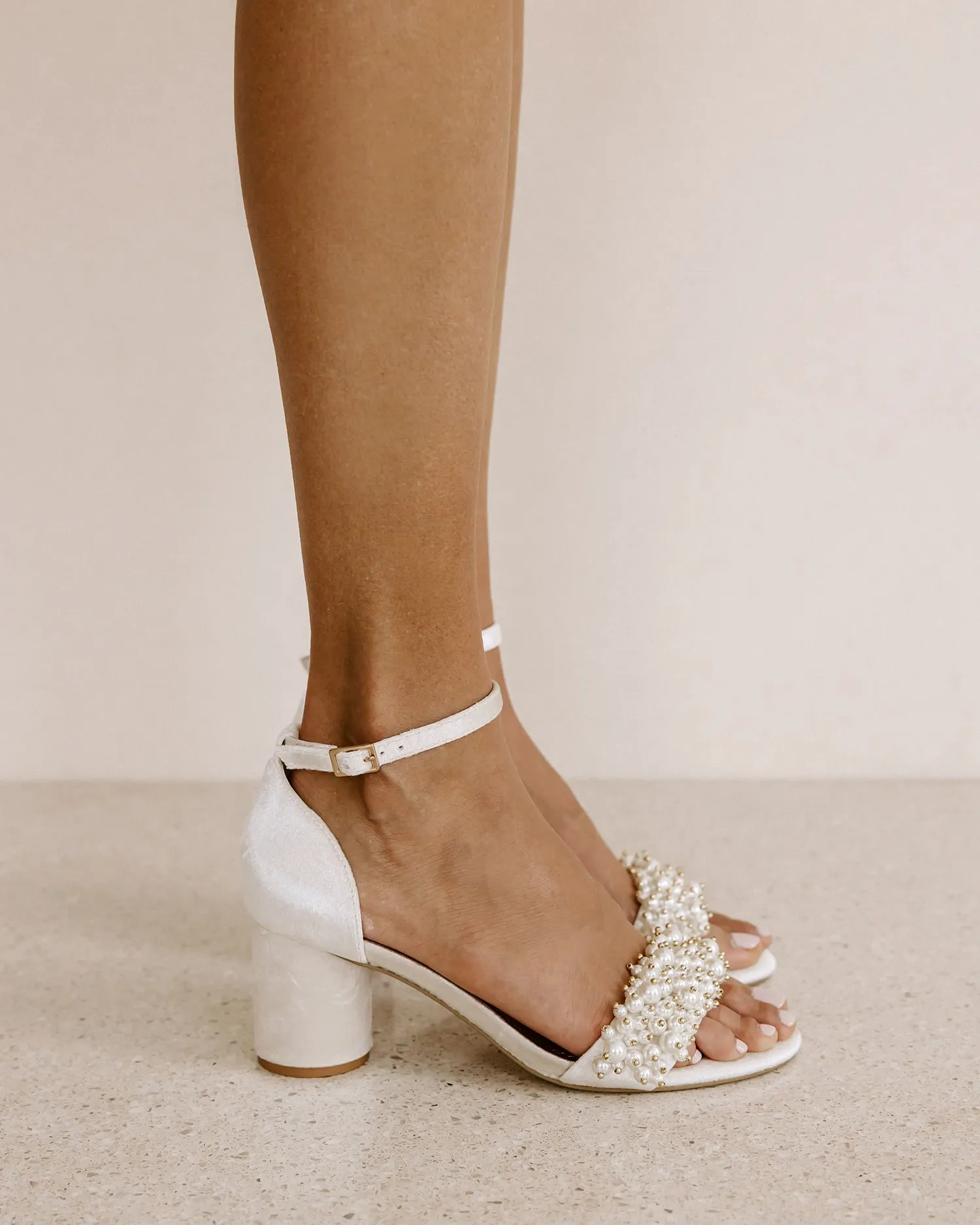 GLORIOUS - IVORY PEARL VELVET BRIDAL SHOES - FINAL SALE