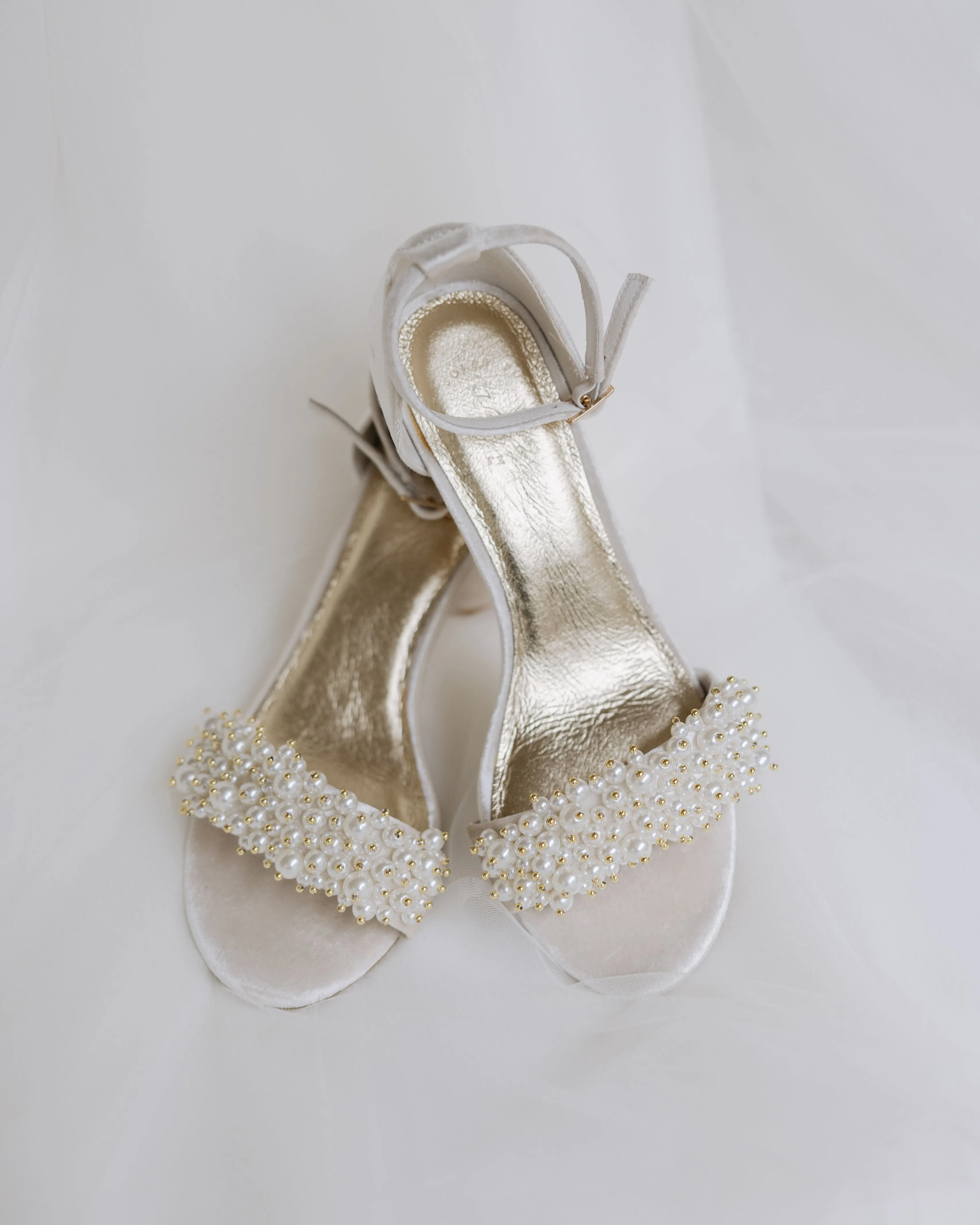 GLORIOUS - IVORY PEARL VELVET BRIDAL SHOES - FINAL SALE