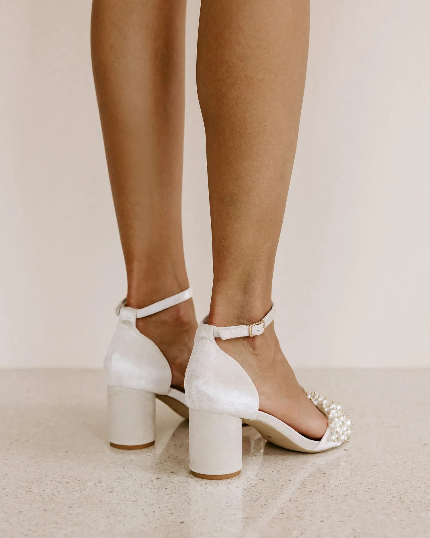 GLORIOUS - IVORY PEARL VELVET BRIDAL SHOES - FINAL SALE