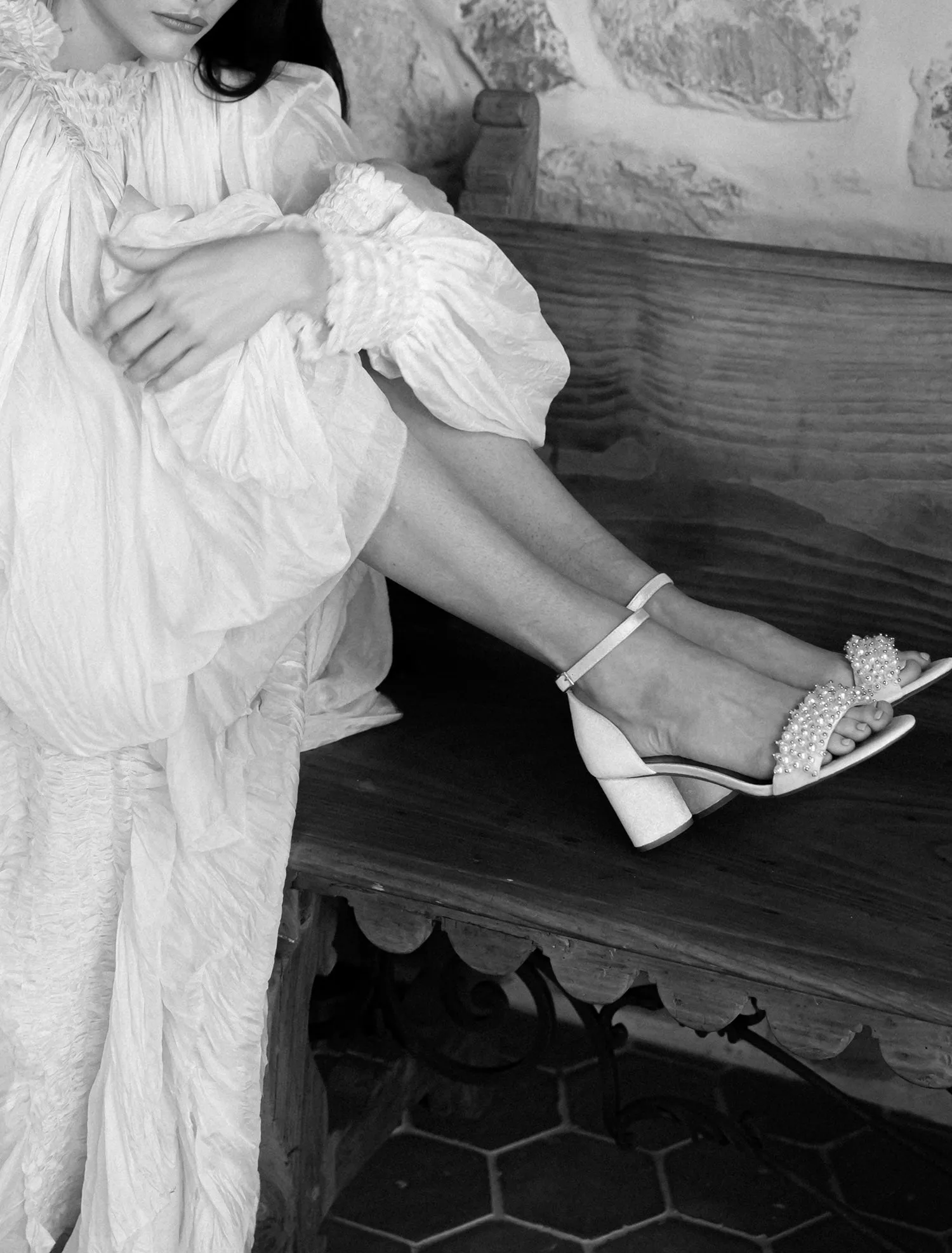 GLORIOUS - IVORY PEARL VELVET BRIDAL SHOES - FINAL SALE