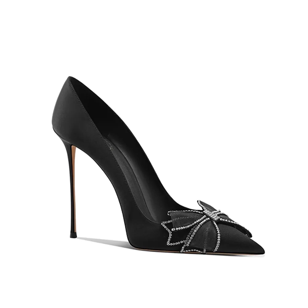 HIVEA Diamante Bow High Heel Pumps - 10cm