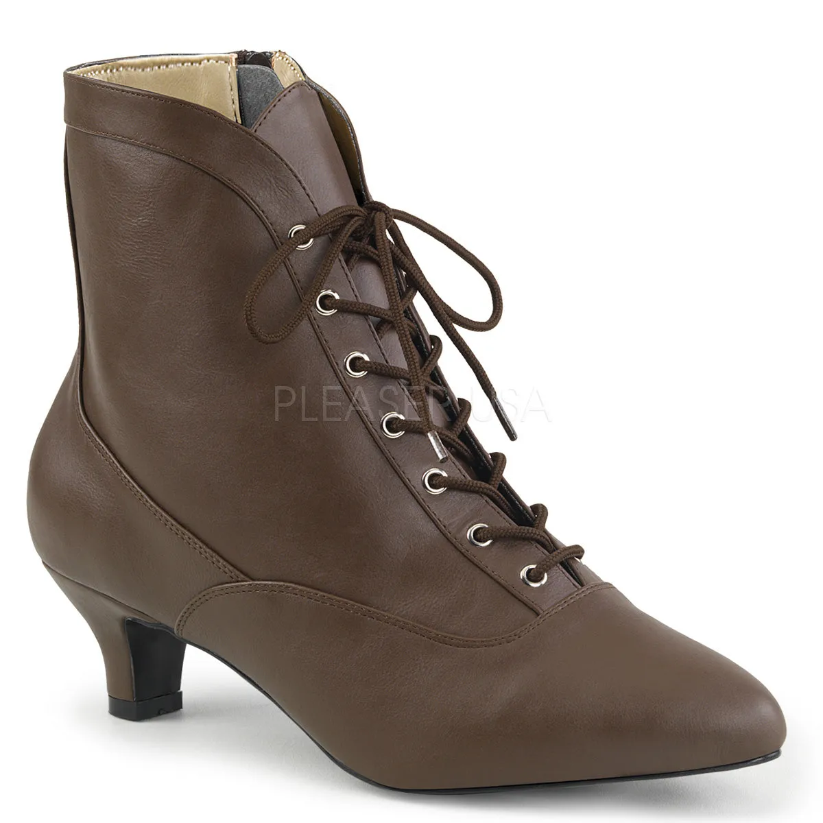 Lace-Up/Zip Ankle Boots with 2-inch Heels FAB-1005