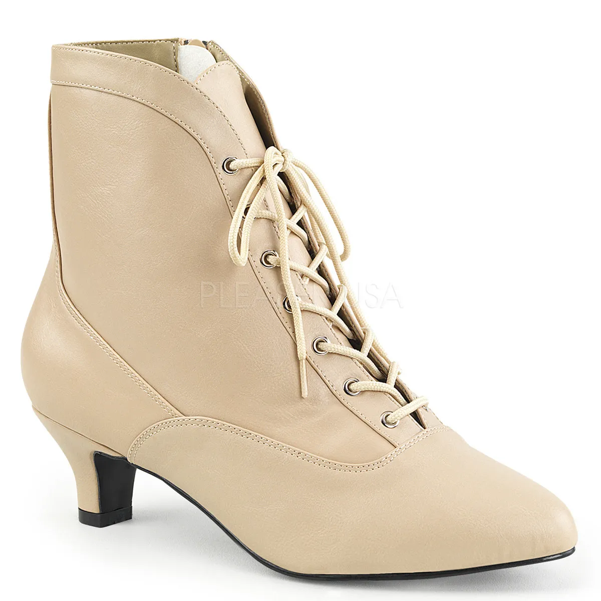 Lace-Up/Zip Ankle Boots with 2-inch Heels FAB-1005