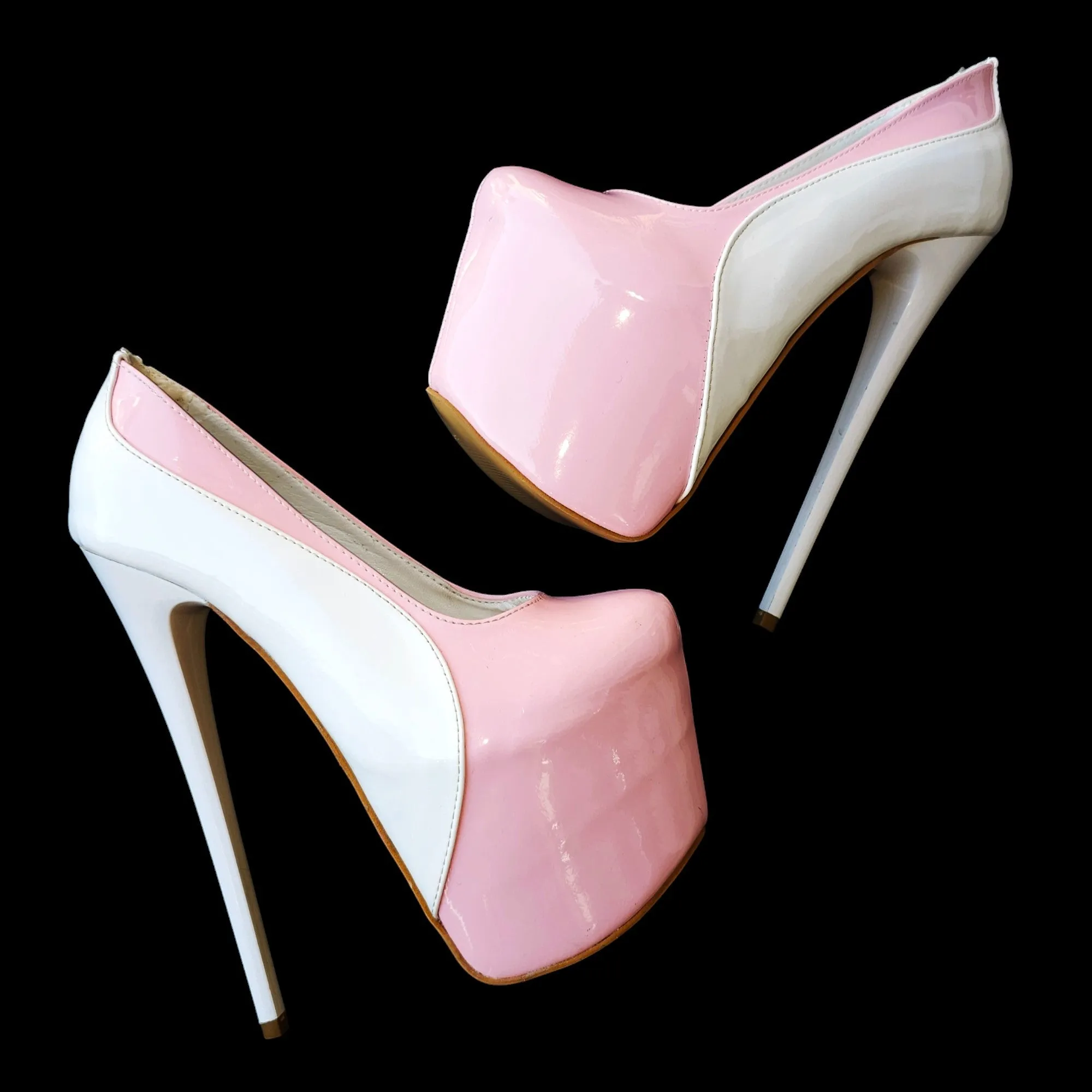 Light Pink White Double Coloured Platform Pumps