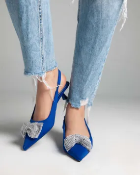 Low Heels Sling Back Pumps - Blue