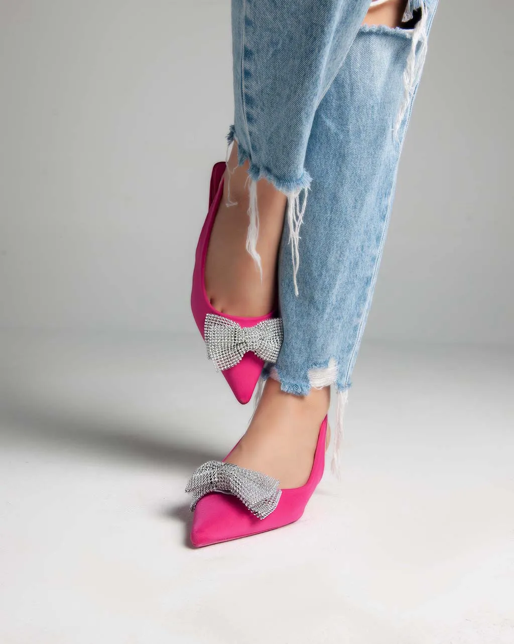 Low Heels Sling Back Pumps - Pink